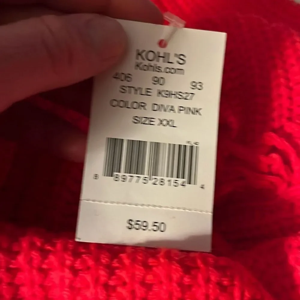 American Rag Women Knit‎ Sweater Dress Cable Knit Fringe Mock Neck Red XXL
